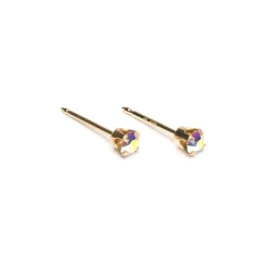 Simply Whispers 14k Yellow Gold Rainbow Crystal Stud Earrings Online