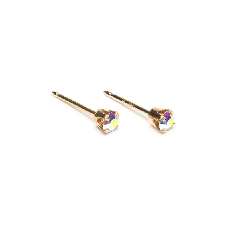Simply Whispers 14k Yellow Gold Rainbow Crystal Stud Earrings Online