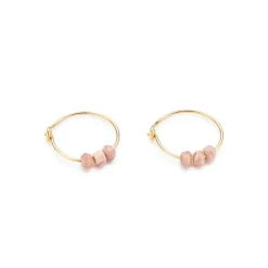 Simply Whispers 14k Yellow Gold Rhodochrosite Charm Hoop Earrings Online