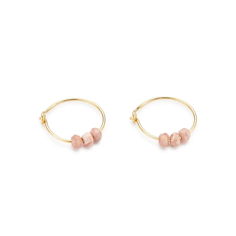 Simply Whispers 14k Yellow Gold Rhodochrosite Charm Hoop Earrings Online