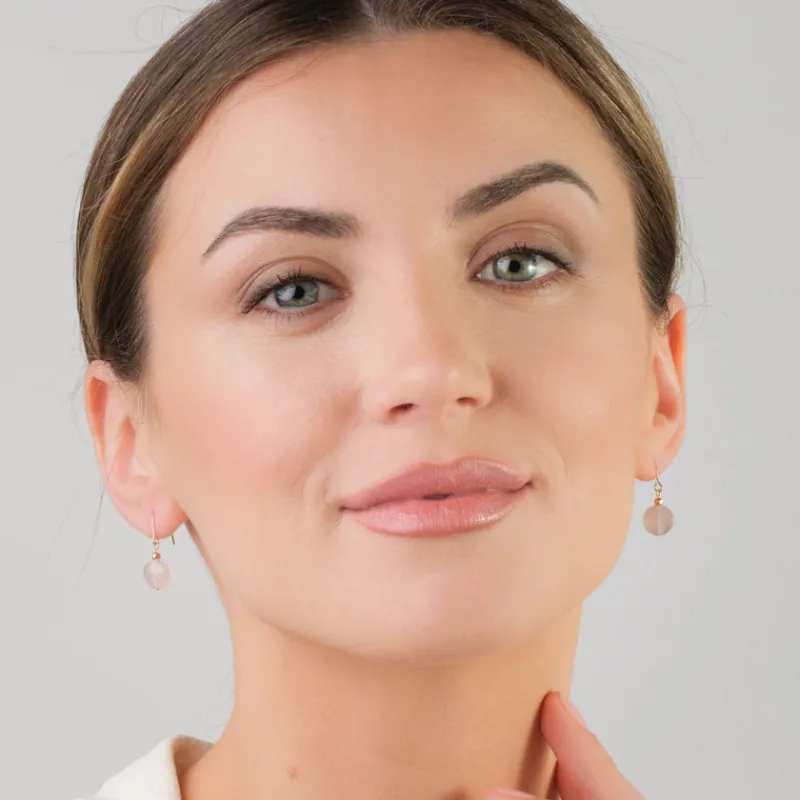 Simply Whispers 14k Yellow Gold Rose Quartz Earrings Outlet