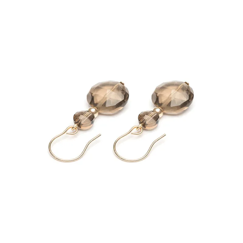 Simply Whispers 14k Yellow Gold Smokey Quartz Earrings Sale