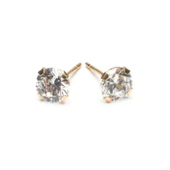 Simply Whispers 14k Yellow Gold Stud Earrings 5mm Round Zirconia Hot