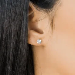 Simply Whispers 14k Yellow Gold Stud Earrings 5mm Round Zirconia Hot