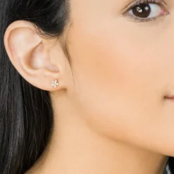 Simply Whispers 14k Yellow Gold Stud Earrings White Daisy Best
