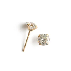 Simply Whispers 14k Yellow Gold Stud Earrings 5mm Round Zirconia Hot