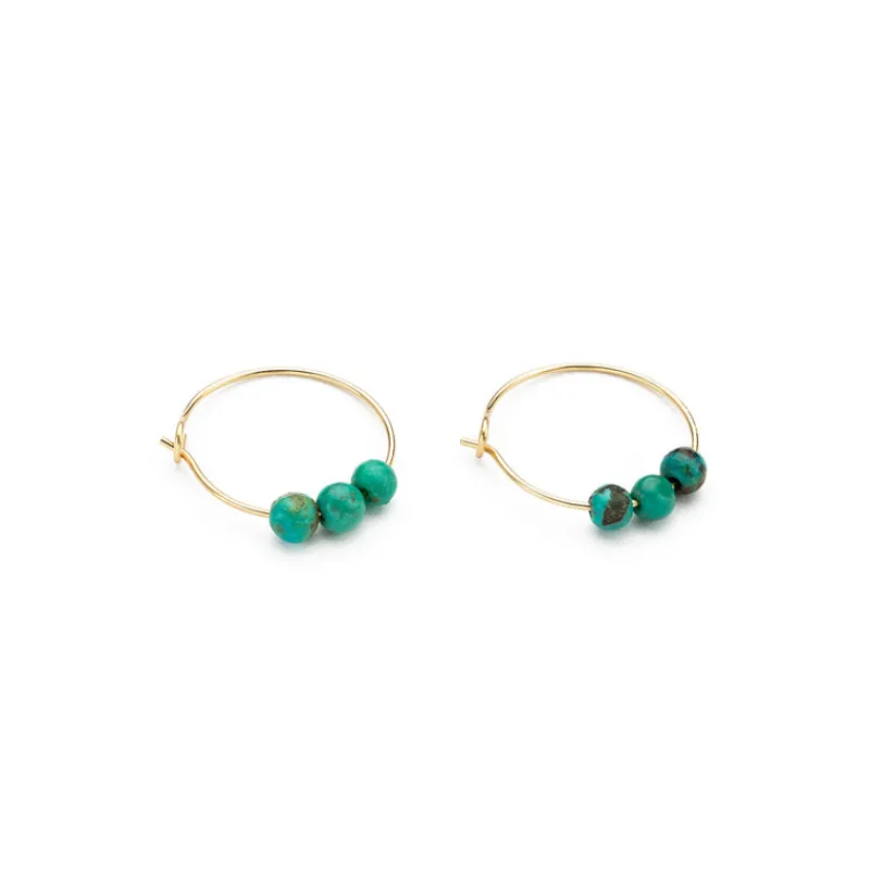 Simply Whispers 14k Yellow Gold Turquoise Charm Hoop Earrings Online