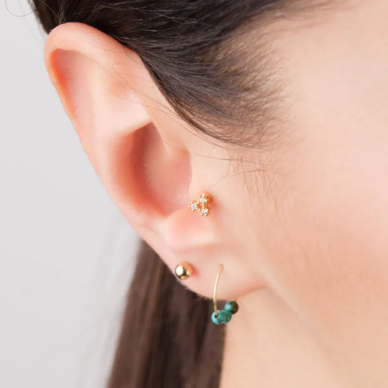 Simply Whispers 14k Yellow Gold Turquoise Charm Hoop Earrings Online