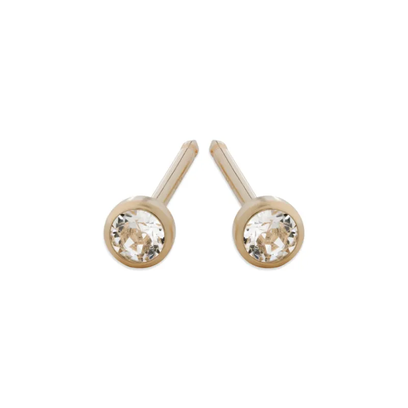 Simply Whispers 14k Yellow Gold Zirconia Bezel Stud Earrings Fashion
