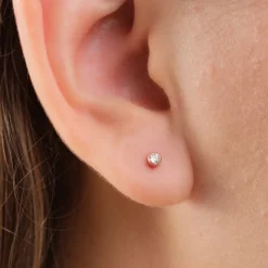 Simply Whispers 14k Yellow Gold Zirconia Bezel Stud Earrings Fashion