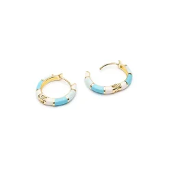 Simply Whispers Light Blue & White Enamel Huggie Hoops Online
