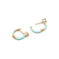 Simply Whispers Light Blue Enamel Crystal Huggie Hoops Hot