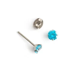 Simply Whispers Light Blue Zirconia Titanium Stud Earrings Hot