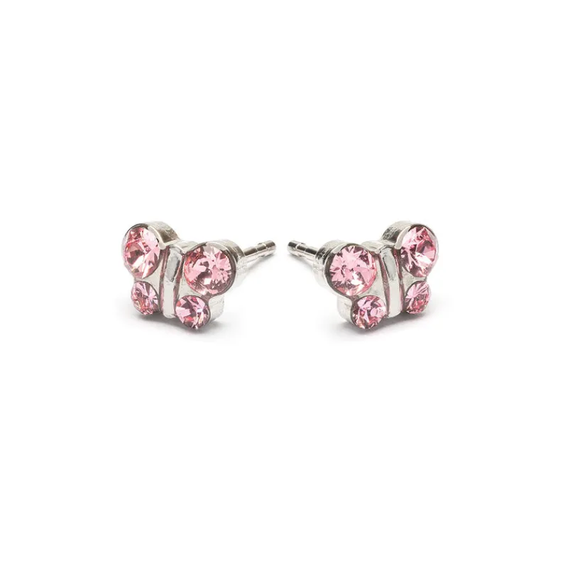 Simply Whispers Light Pink Crystal Butterfly Earrings Hot