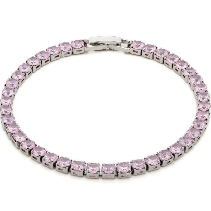 Simply Whispers Light Pink Round Zirconia Tennis Bracelet New
