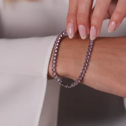 Simply Whispers Light Pink Round Zirconia Tennis Bracelet New