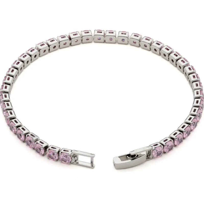 Simply Whispers Light Pink Round Zirconia Tennis Bracelet New