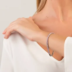 Simply Whispers Light Pink Round Zirconia Tennis Bracelet New