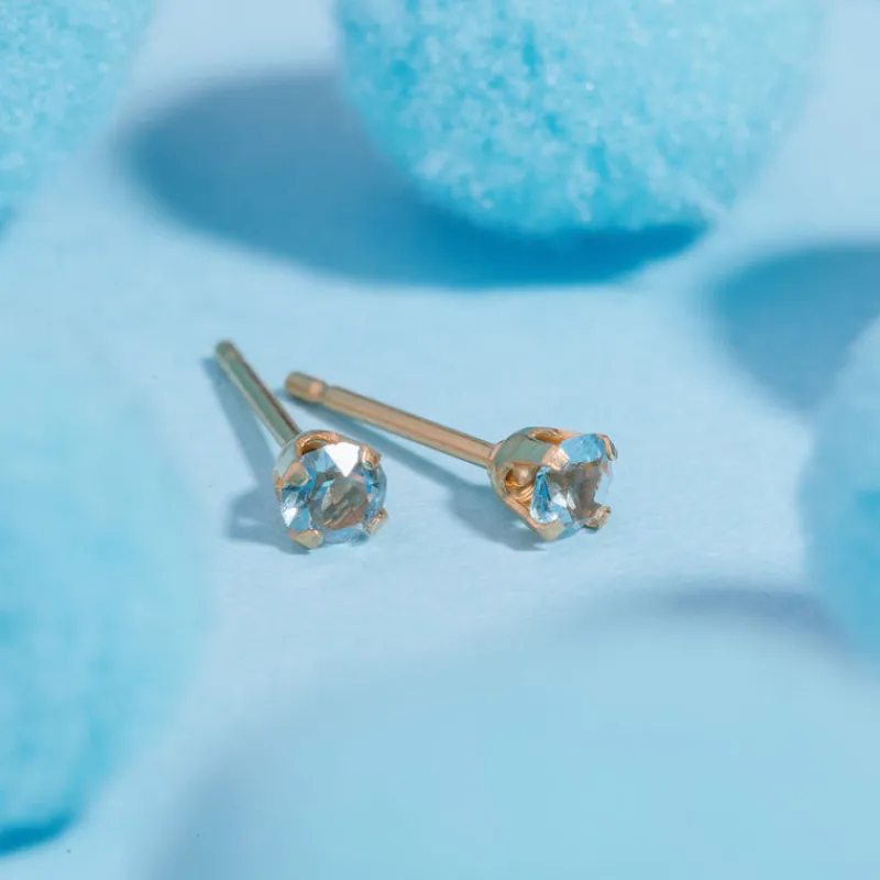 Simply Whispers March Birthstone 14k Gold Plated Stud Earrings Online