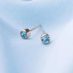 Simply Whispers March Birthstone 14k Gold Plated Earrings Sale