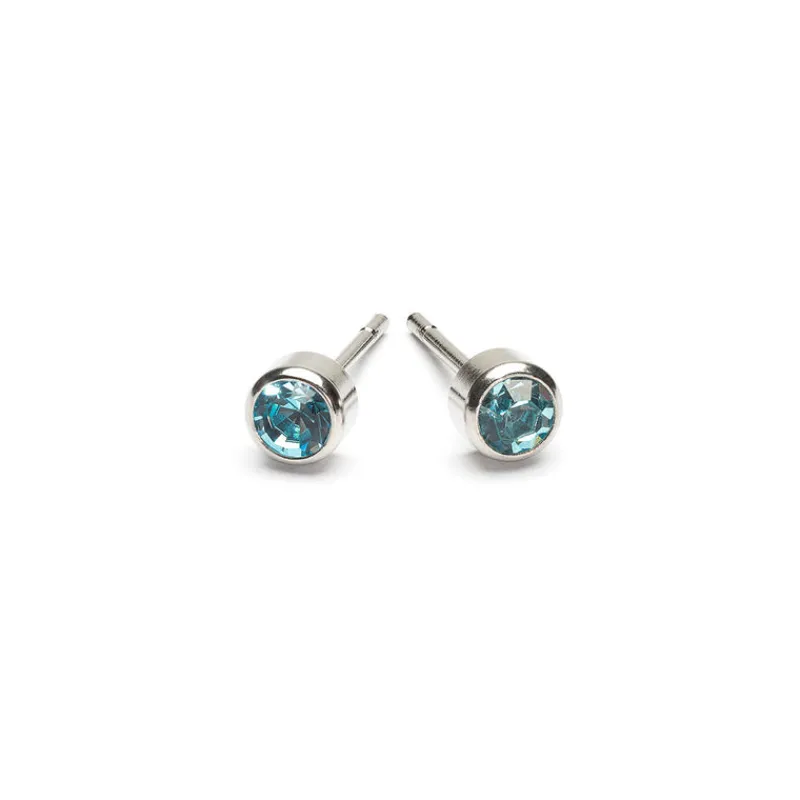 Simply Whispers March Birthstone Stainless Steel Earrings Clearance