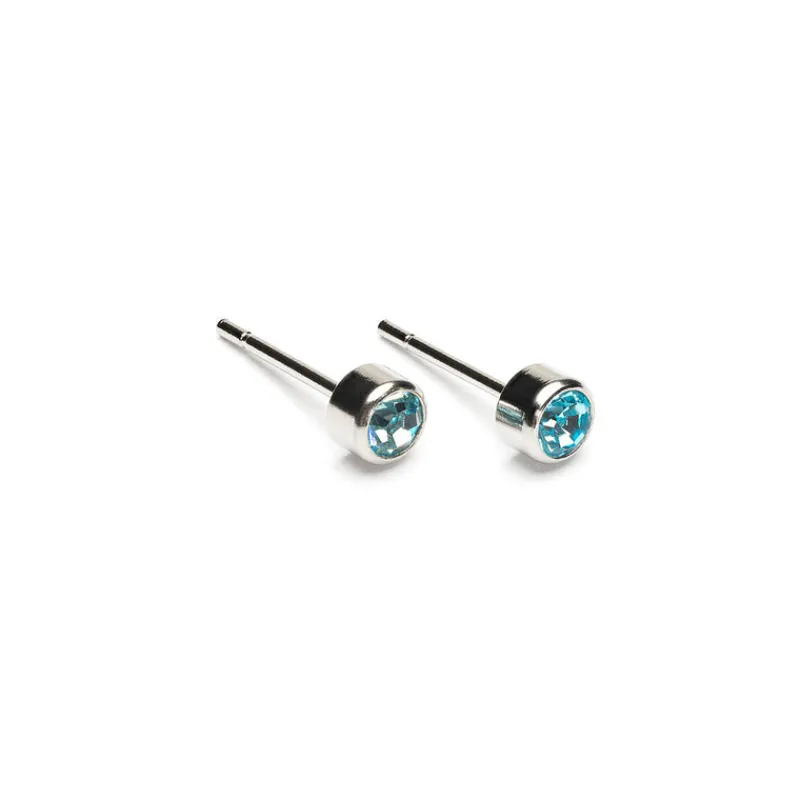 Simply Whispers March Birthstone Stainless Steel Earrings Clearance
