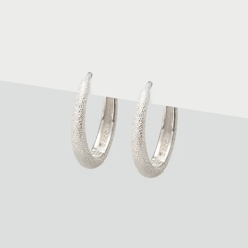 Simply Whispers Matte Silver Hoop Earrings Outlet