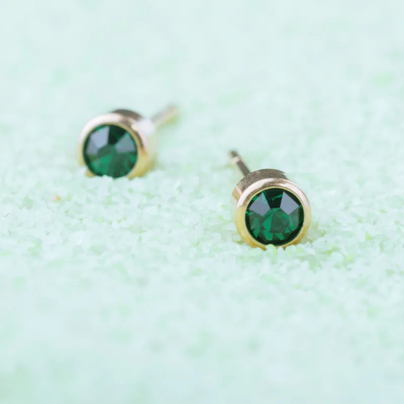 Simply Whispers May Birthstone 14k Gold Plated Earrings Hot