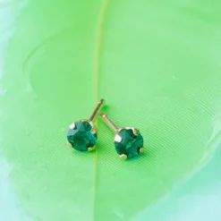 Simply Whispers May Birthstone 14k Gold Plated Stud Earrings Hot