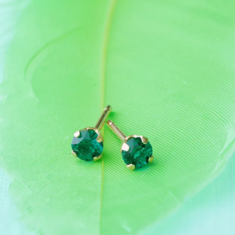 Simply Whispers May Birthstone 14k Gold Plated Stud Earrings Hot