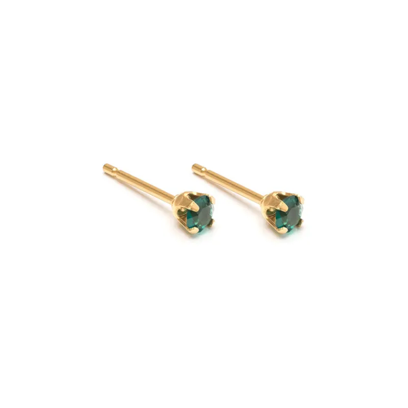 Simply Whispers May Birthstone 14k Gold Plated Stud Earrings Hot