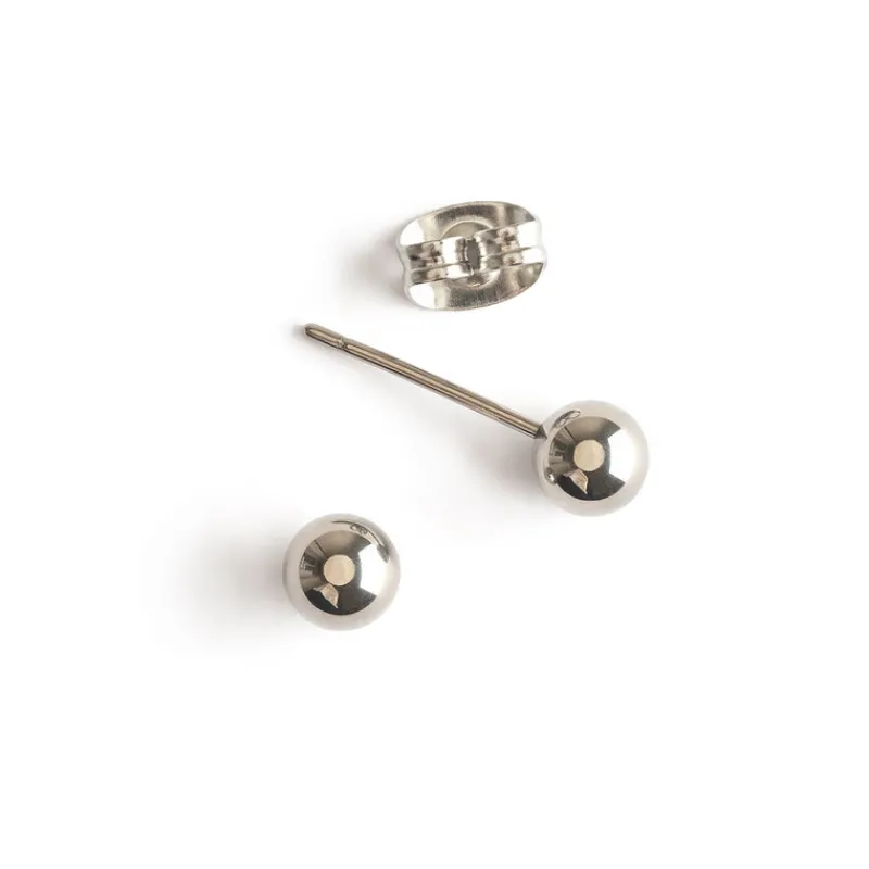 Simply Whispers Medium Ball Titanium Stud Earrings New