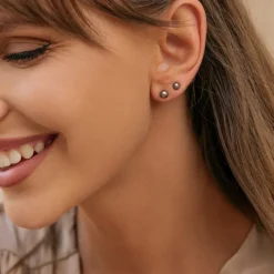 Simply Whispers Medium Ball Titanium Stud Earrings New