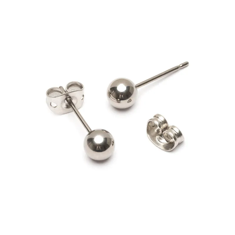 Simply Whispers Medium Ball Titanium Stud Earrings New
