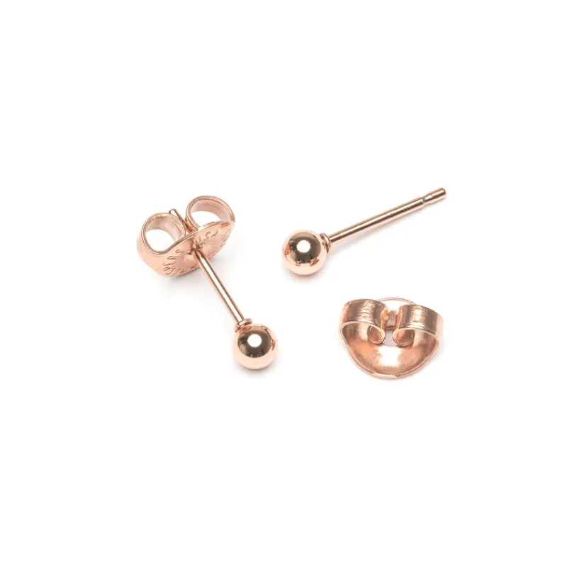Simply Whispers Mini Ball Stud Earrings Rose Gold Plated New