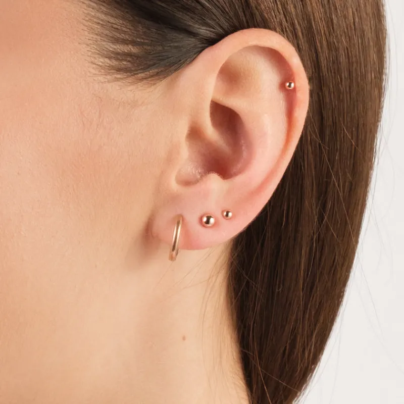 Simply Whispers Mini Ball Stud Earrings Rose Gold Plated New