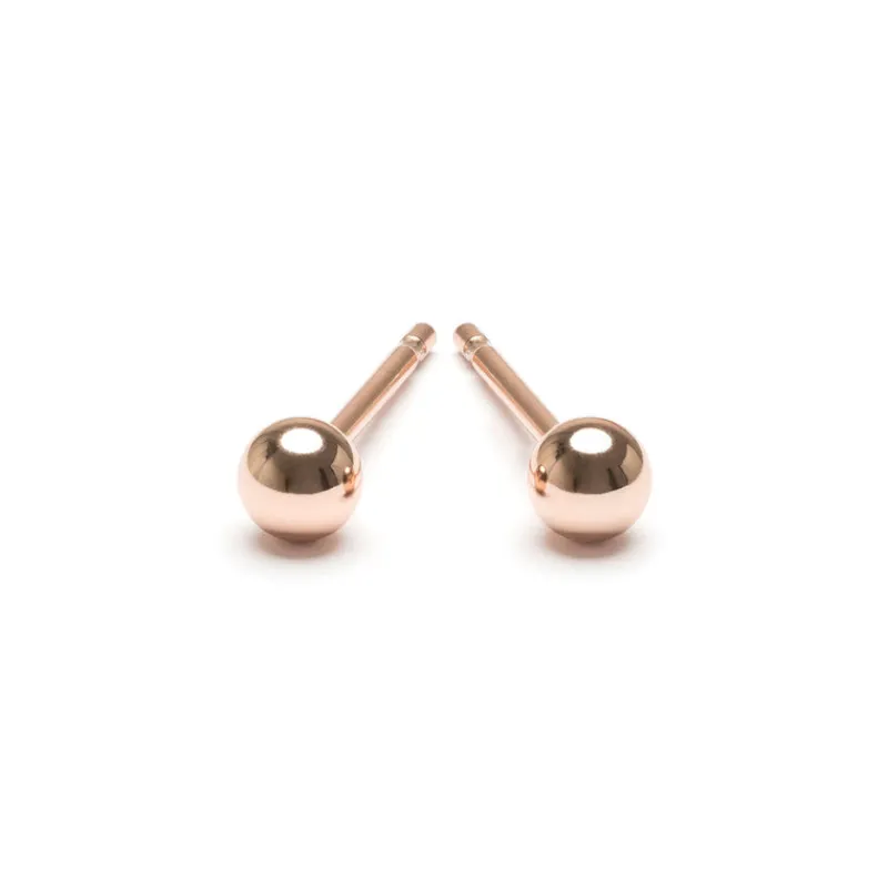 Simply Whispers Mini Ball Stud Earrings Rose Gold Plated New