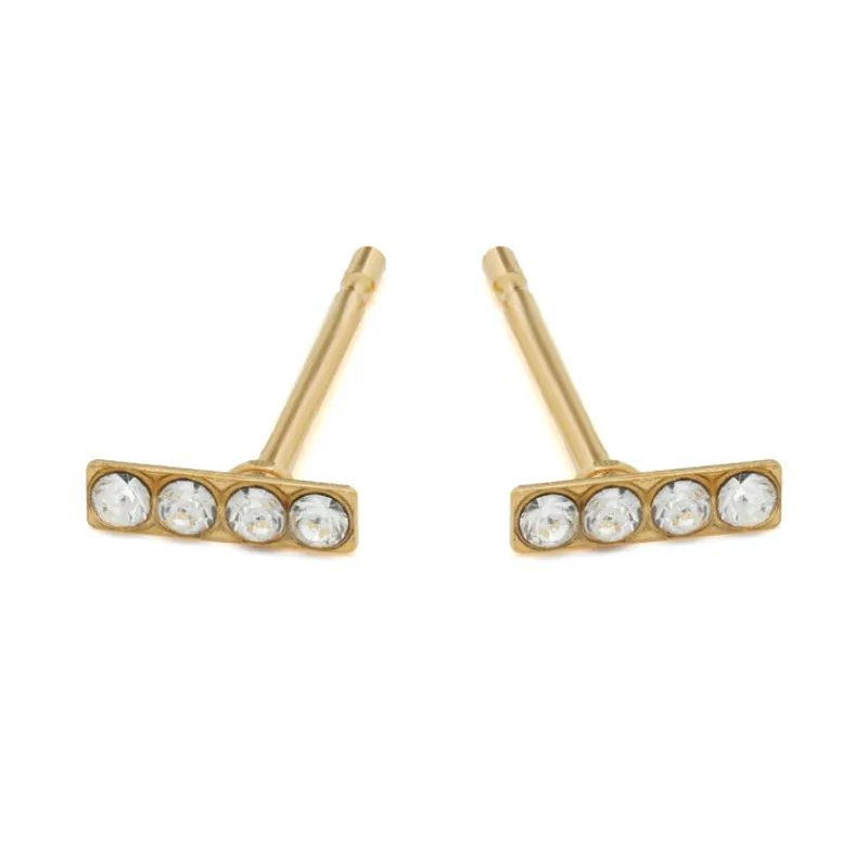 Simply Whispers Mini Bar Gold Stud Earrings Discount