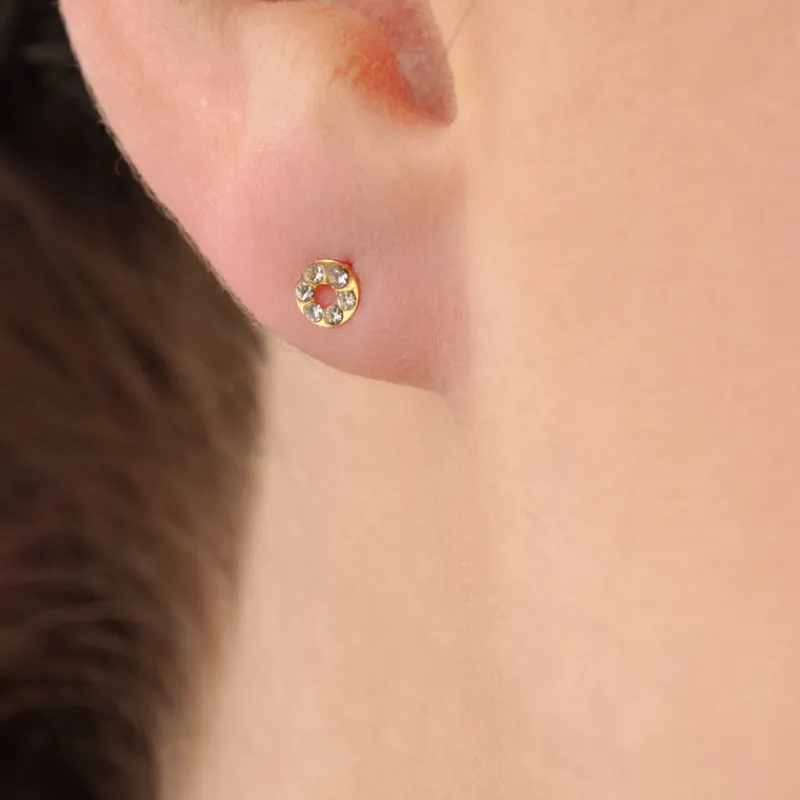 Simply Whispers Mini Circle Gold Stud Earrings Outlet