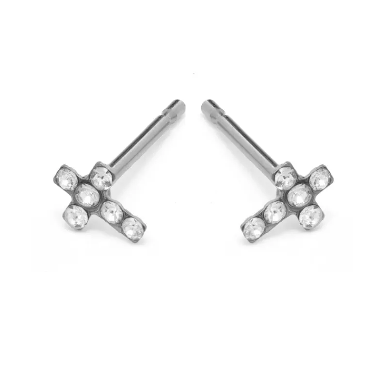Simply Whispers Mini Cross Stud Earrings Online