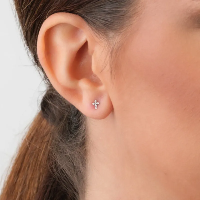 Simply Whispers Mini Cross Stud Earrings Online