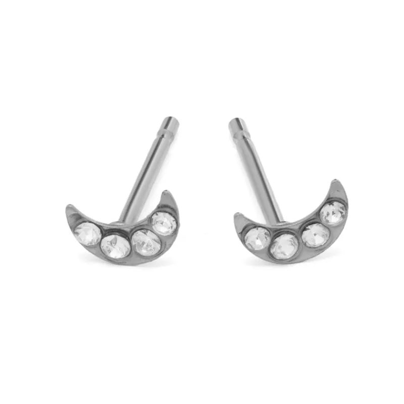 Simply Whispers Mini Moon Stud Earrings Clearance