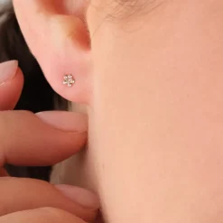Simply Whispers Mini Pink Daisy Gold Stud Earrings Outlet