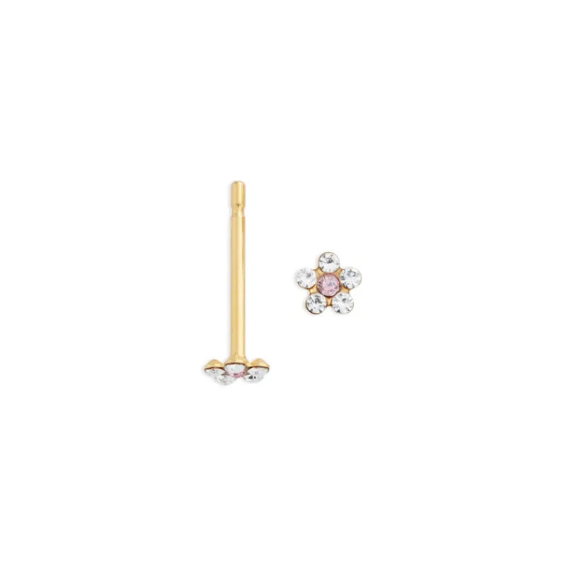 Simply Whispers Mini Pink Daisy Gold Stud Earrings Outlet