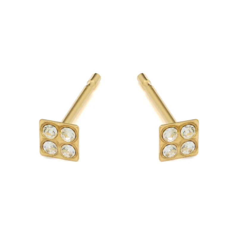 Simply Whispers Mini Square Gold Stud Earrings Best