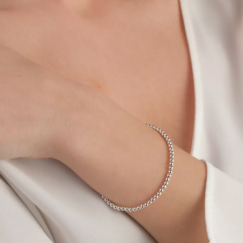 Simply Whispers 3 mm Ball 925 Sterling Silver Bracelet Hot