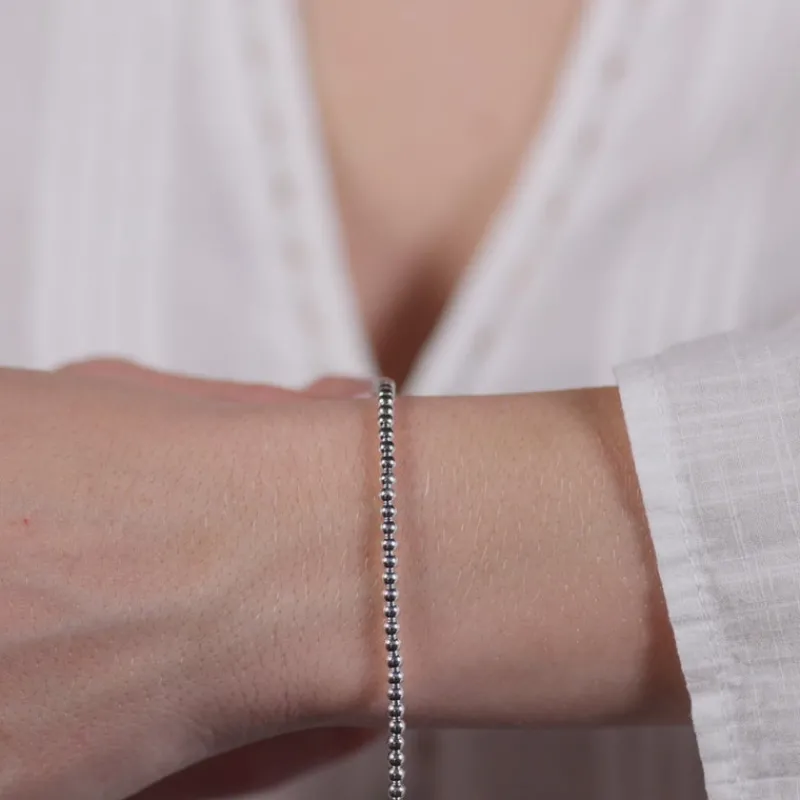 Simply Whispers 3 mm Ball 925 Sterling Silver Bracelet Hot