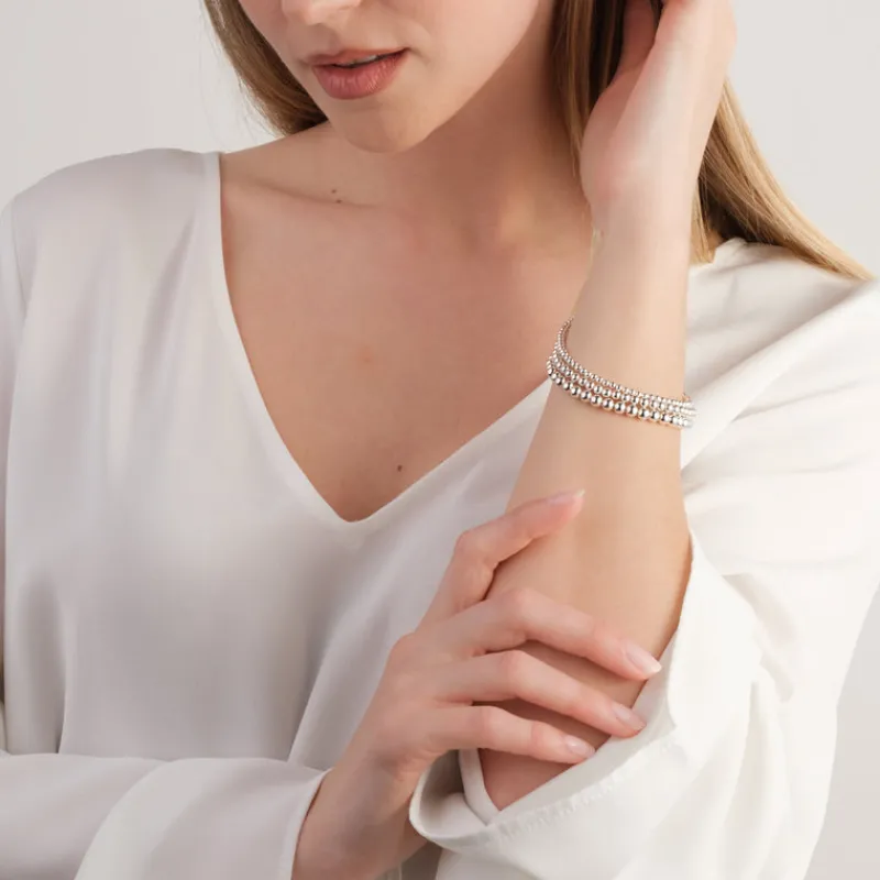 Simply Whispers 3 mm Ball 925 Sterling Silver Bracelet Hot