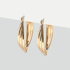 Simply Whispers Oval Gold Hoop Earrings Hot