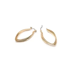 Simply Whispers Oval Gold Hoop Earrings Hot